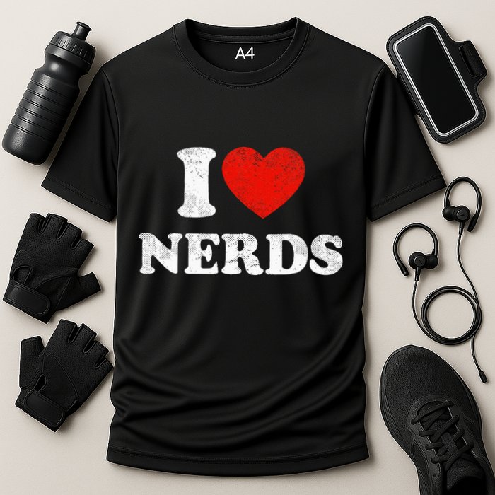 I Love Nerds Outfit Distressed I Heart Nerds Cooling Performance Crew T-Shirt