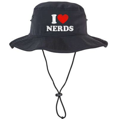 I Love Nerds Outfit Distressed I Heart Nerds Bucket Hat