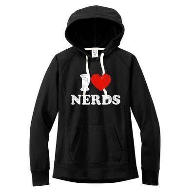 I Love Nerds Outfit Distressed I Heart Nerds Women's Fleece Hoodie