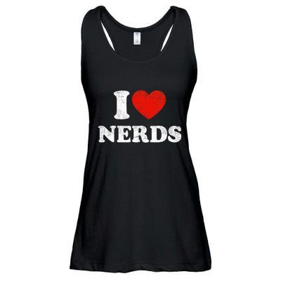 I Love Nerds Outfit Distressed I Heart Nerds Ladies Essential Flowy Tank