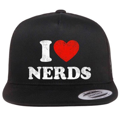I Love Nerds Outfit Distressed I Heart Nerds Flatbill Hat