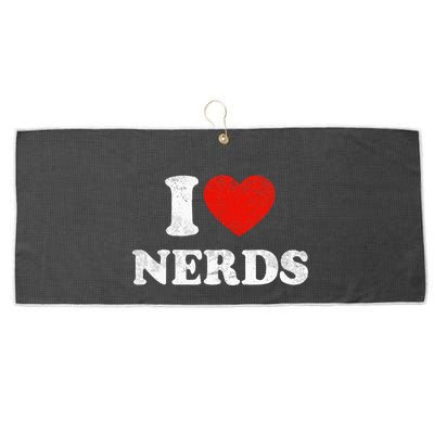I Love Nerds Outfit Distressed I Heart Nerds Large Microfiber Waffle Golf Towel