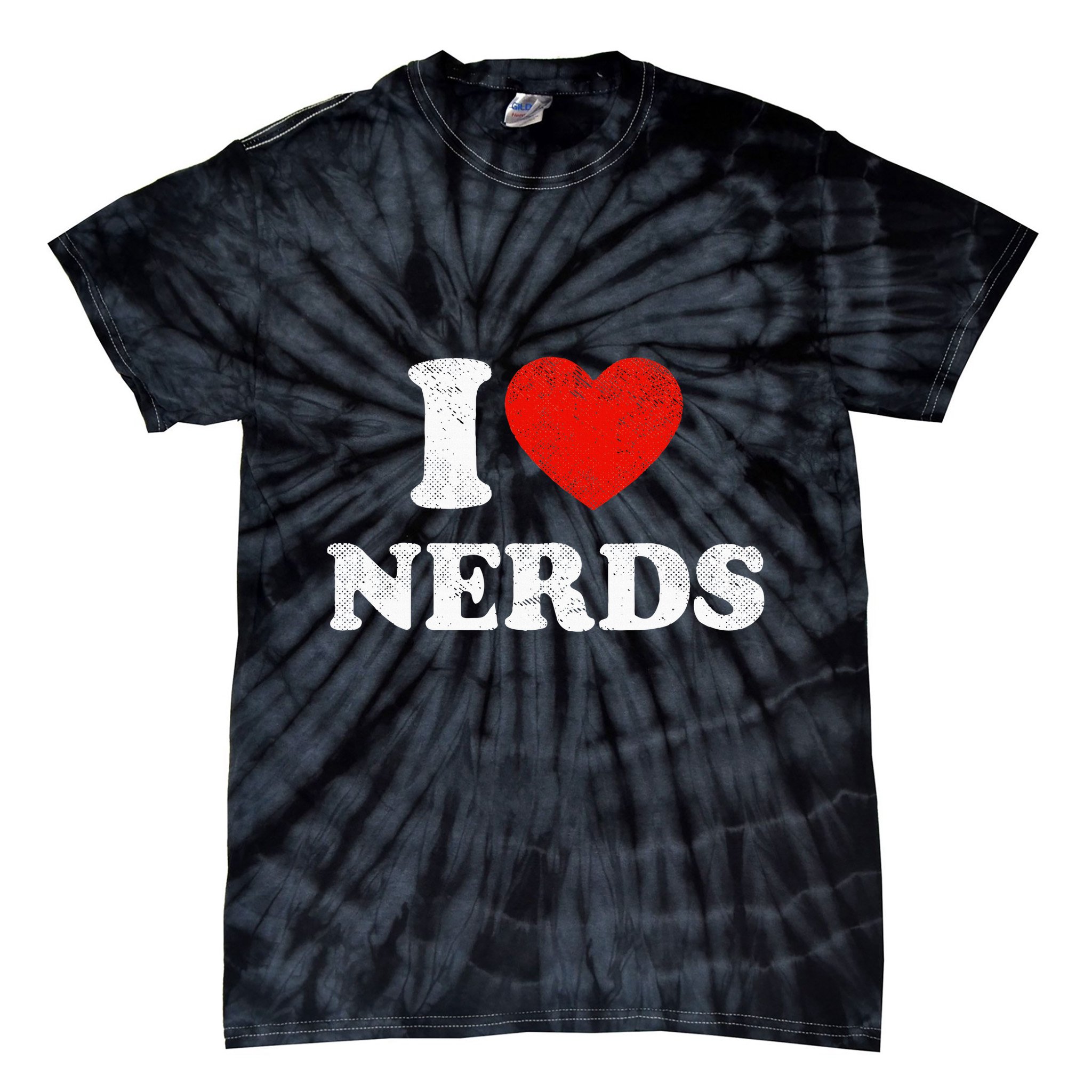 I Love Nerds Outfit Distressed I Heart Nerds Tie-Dye T-Shirt
