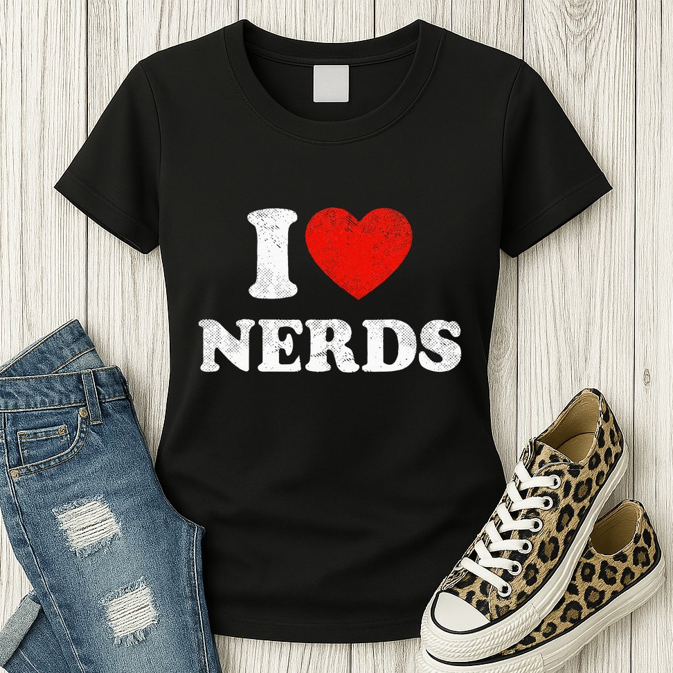I Love Nerds Outfit Distressed I Heart Nerds Womens T-Shirt
