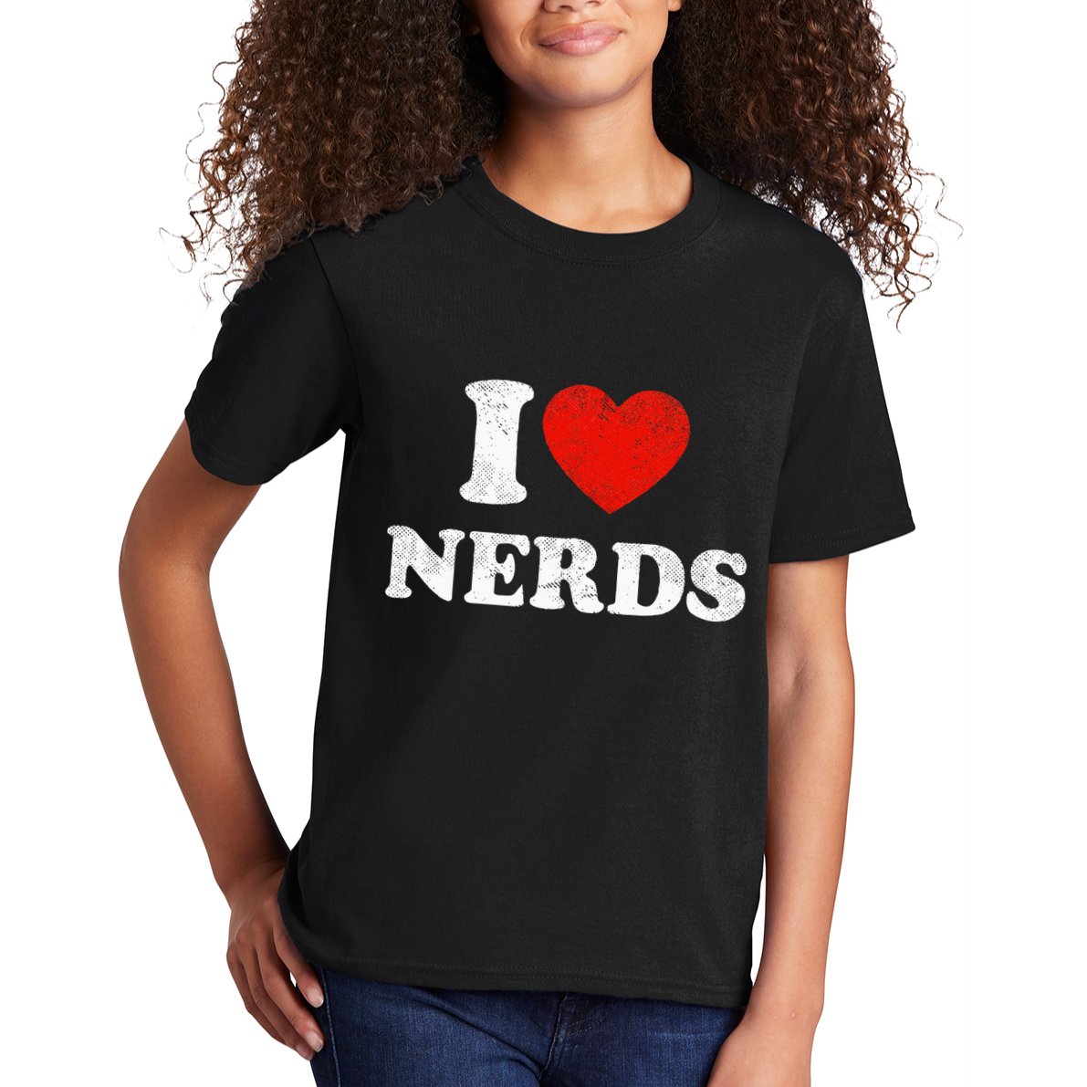 I Love Nerds Outfit Distressed I Heart Nerds Kids T-Shirt