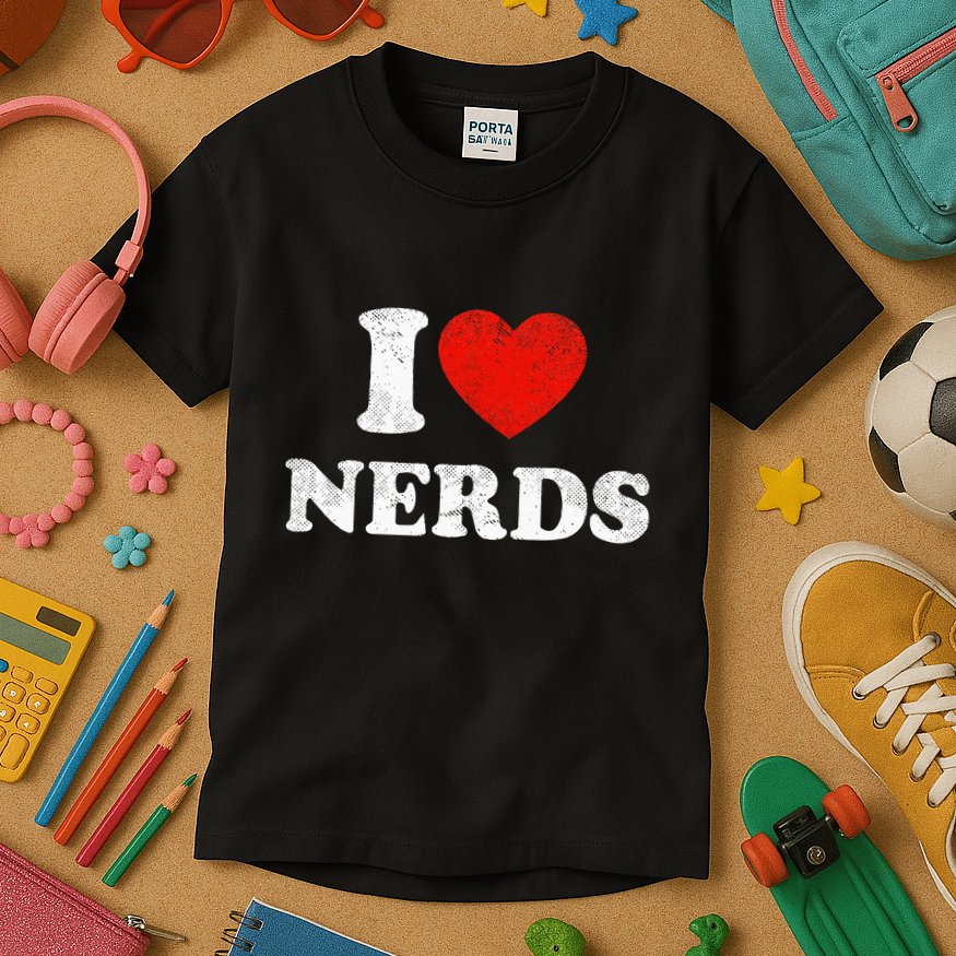 I Love Nerds Outfit Distressed I Heart Nerds Kids T-Shirt