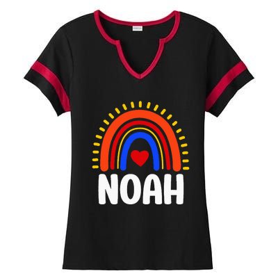 I Love Noah Cute Noah Rainbow Ladies Halftime Notch Neck Tee