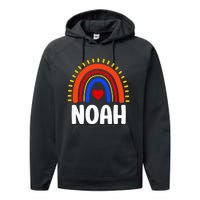 I Love Noah Cute Noah Rainbow Performance Fleece Hoodie