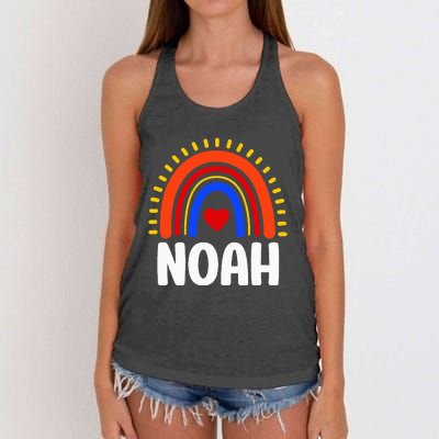 I Love Noah Cute Noah Rainbow Women's Knotted Racerback Tank