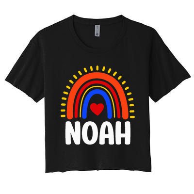 I Love Noah Cute Noah Rainbow Women's Crop Top Tee