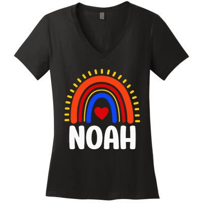 I Love Noah Cute Noah Rainbow Women's V-Neck T-Shirt