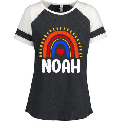 I Love Noah Cute Noah Rainbow Enza Ladies Jersey Colorblock Tee