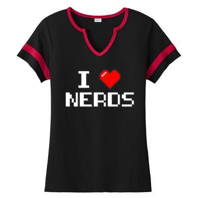 I Love Nerds Ladies Halftime Notch Neck Tee