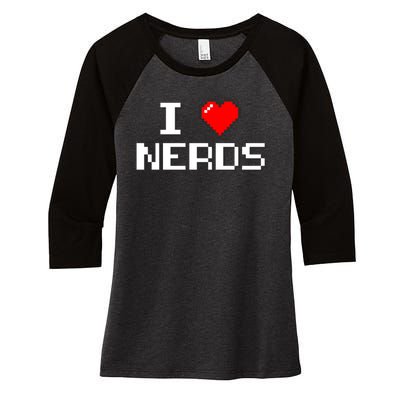 I Love Nerds Women's Tri-Blend 3/4-Sleeve Raglan Shirt