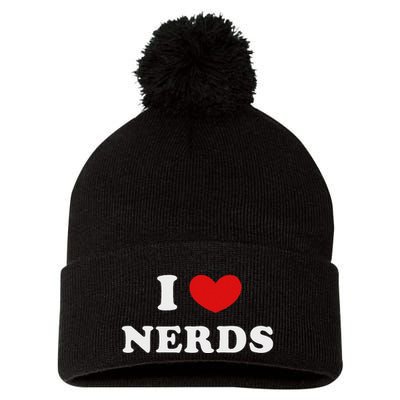 I Love Nerds I Heart Nerds Pom Pom 12in Knit Beanie