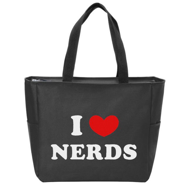 I Love Nerds I Heart Nerds Zip Tote Bag