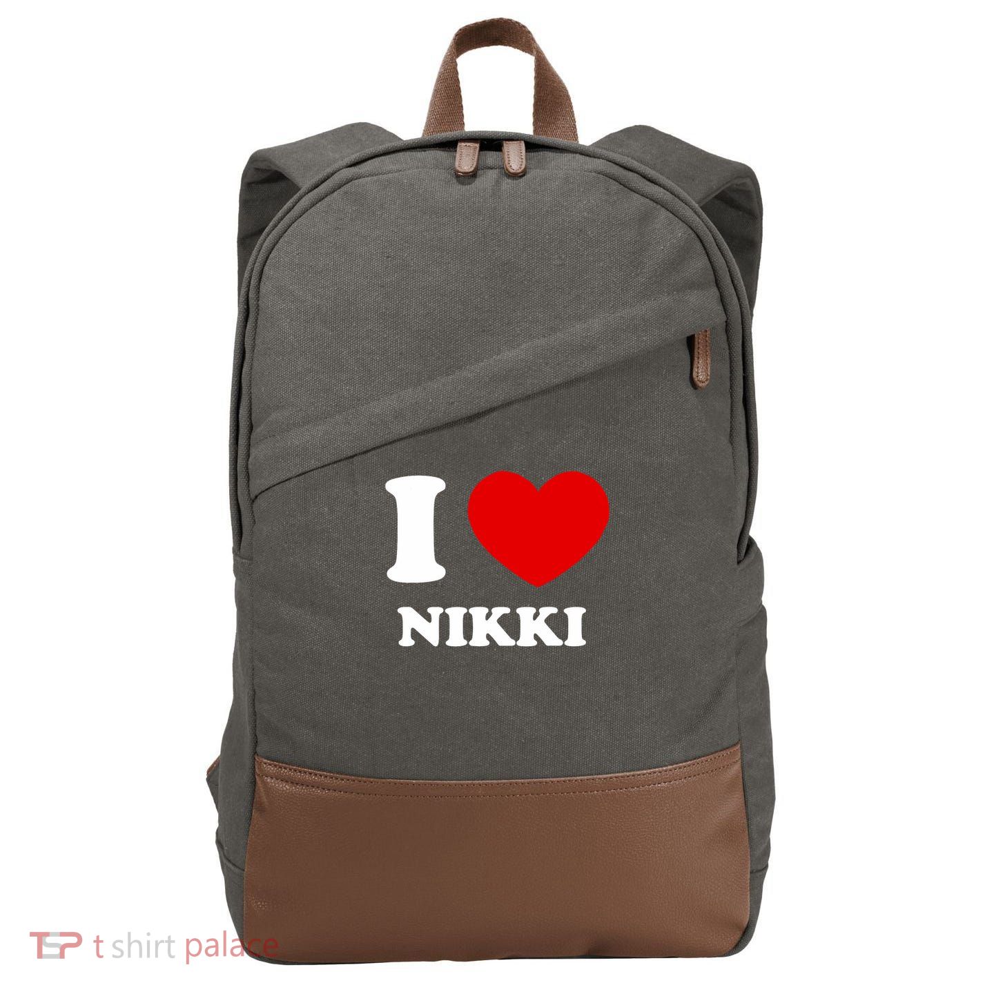 I Love Nikki I Heart Nikki Funny Nikki Cotton Canvas Backpack