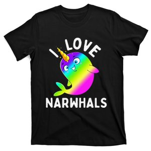 I Love Narwhals Rainbow Kawaii Cute Narwhal Whale Gift T-Shirt