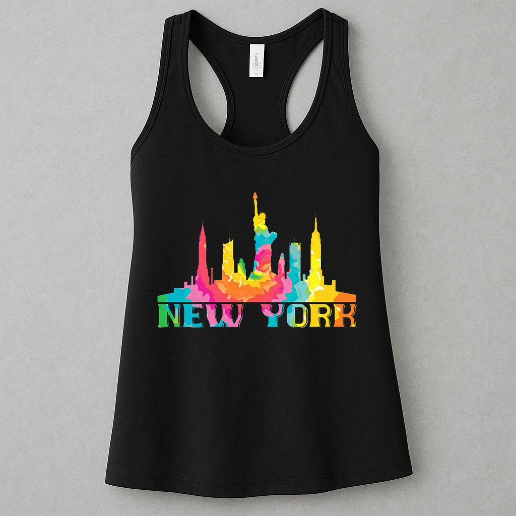 I Love New York City NYC Liberty Statue Brooklyn Tie Dye Womens Tank Top