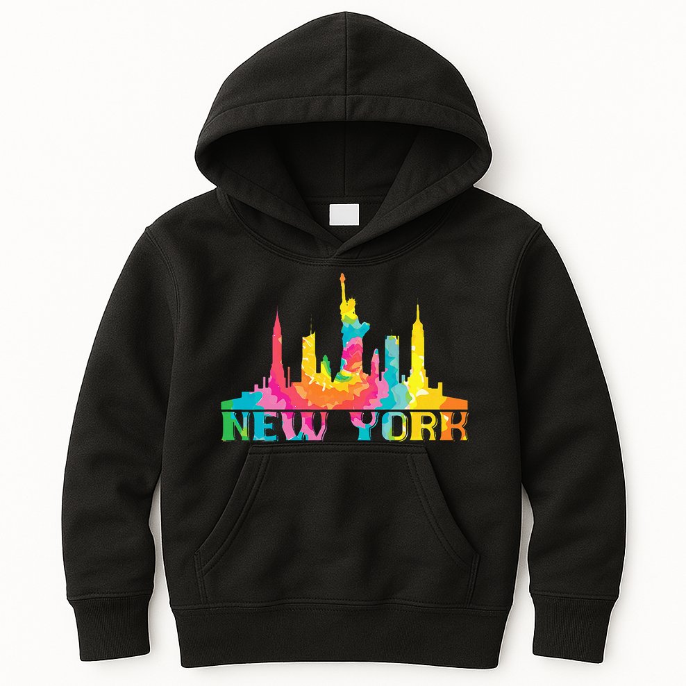 I Love New York City NYC Liberty Statue Brooklyn Tie Dye Kids Hoodie