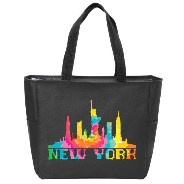 I Love New York City NYC Liberty Statue Brooklyn Tie Dye Zip Tote Bag