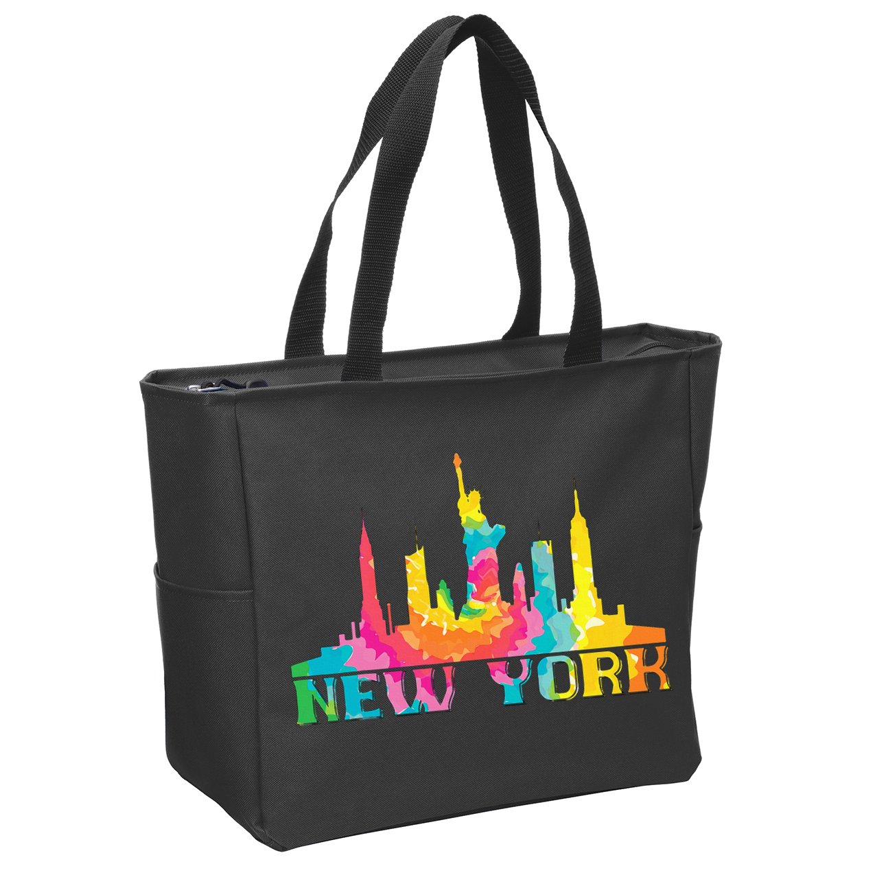 I Love New York City NYC Liberty Statue Brooklyn Tie Dye Zip Tote Bag
