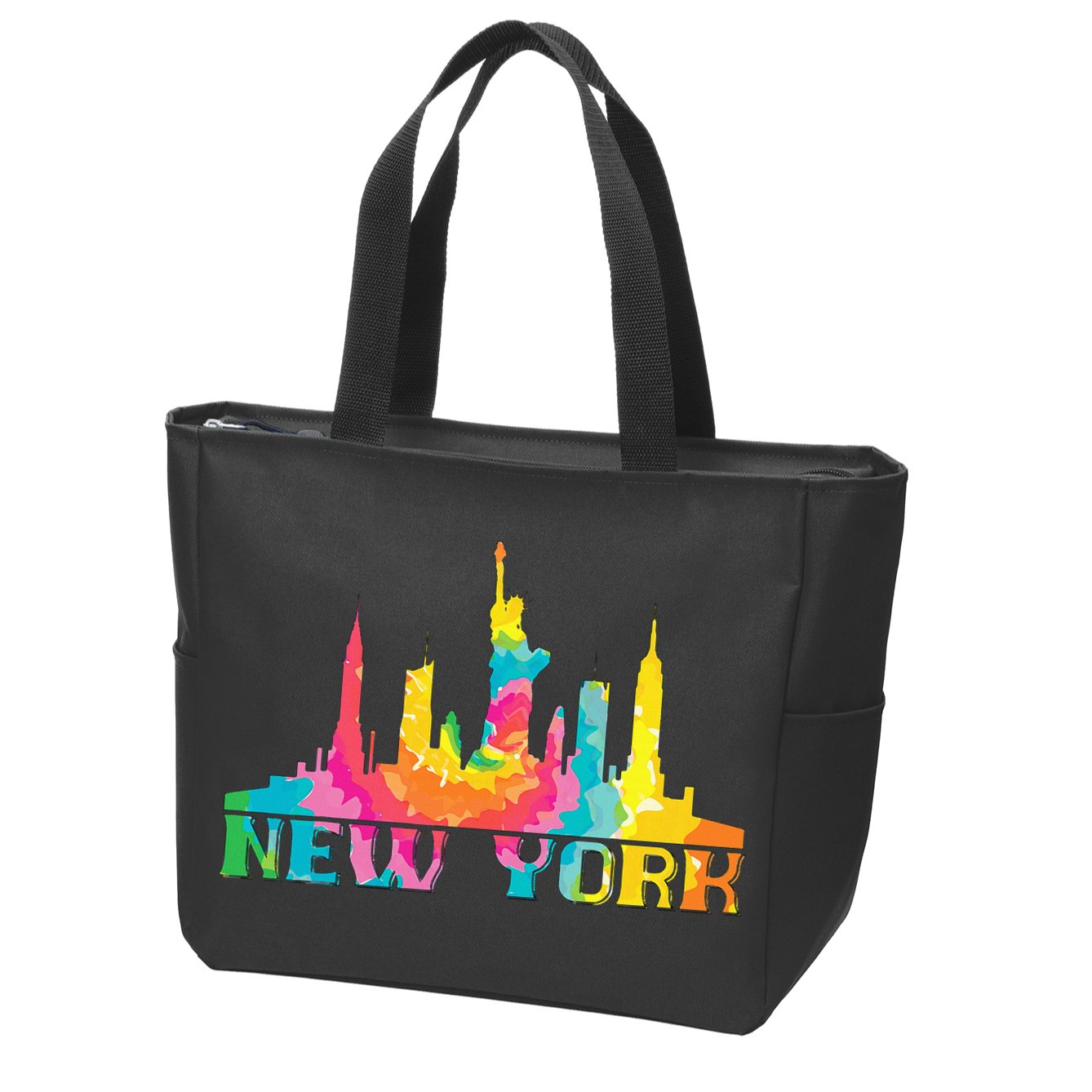 I Love New York City NYC Liberty Statue Brooklyn Tie Dye Zip Tote Bag