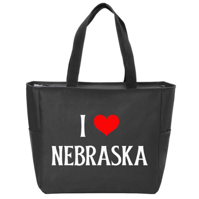 I Love Nebraska I Heart Nebraska NE Holiday Travel Souvenir Zip Tote Bag