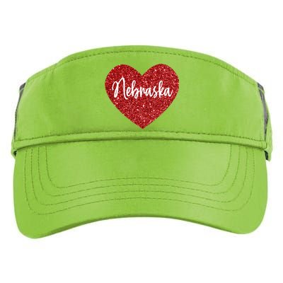 I Love Nebraska Usa Red Heart Gift Adult Drive Performance Visor