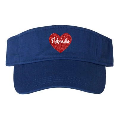 I Love Nebraska Usa Red Heart Gift Valucap Bio-Washed Visor