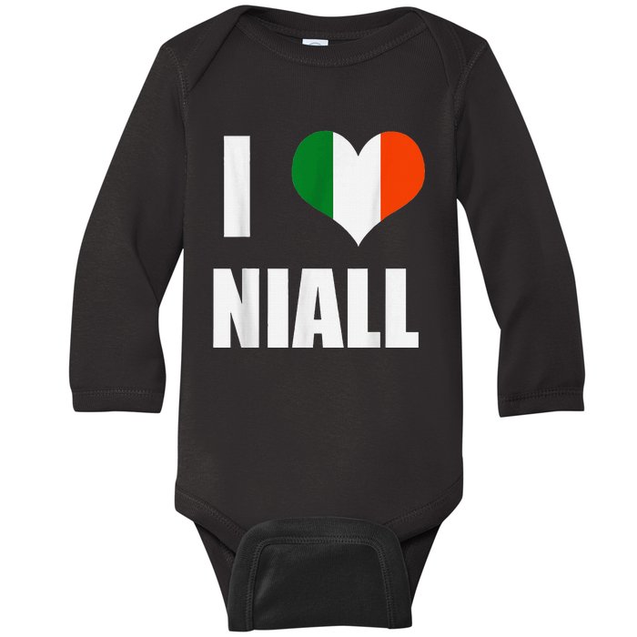 I Love Niall Ireland Flag Baby Long Sleeve Bodysuit