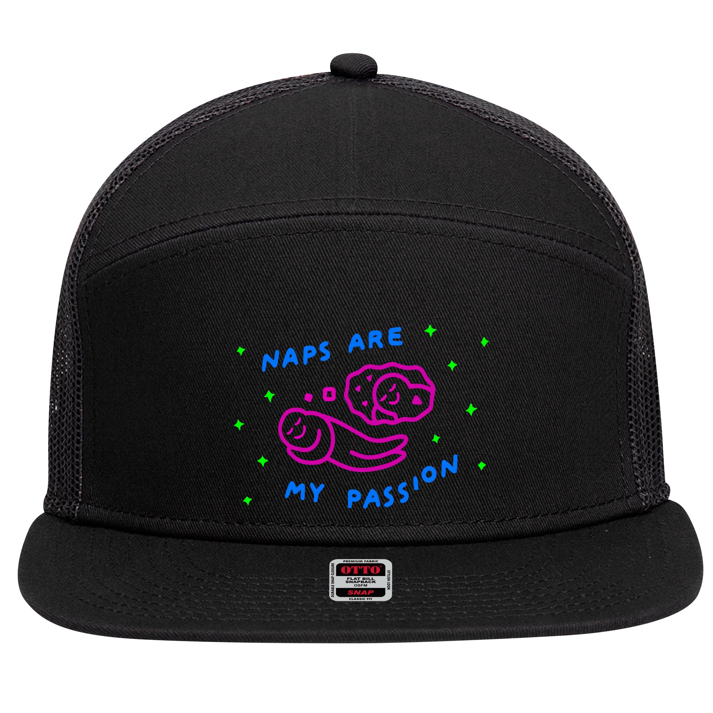 I Love Naps Naps Are My Passion 7 Panel Mesh Trucker Snapback Hat