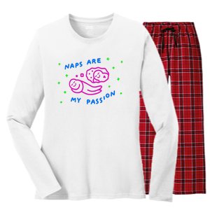 I Love Naps Naps Are My Passion Women's Long Sleeve Flannel Pajama Set 