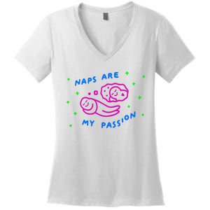 I Love Naps Naps Are My Passion Women's V-Neck T-Shirt