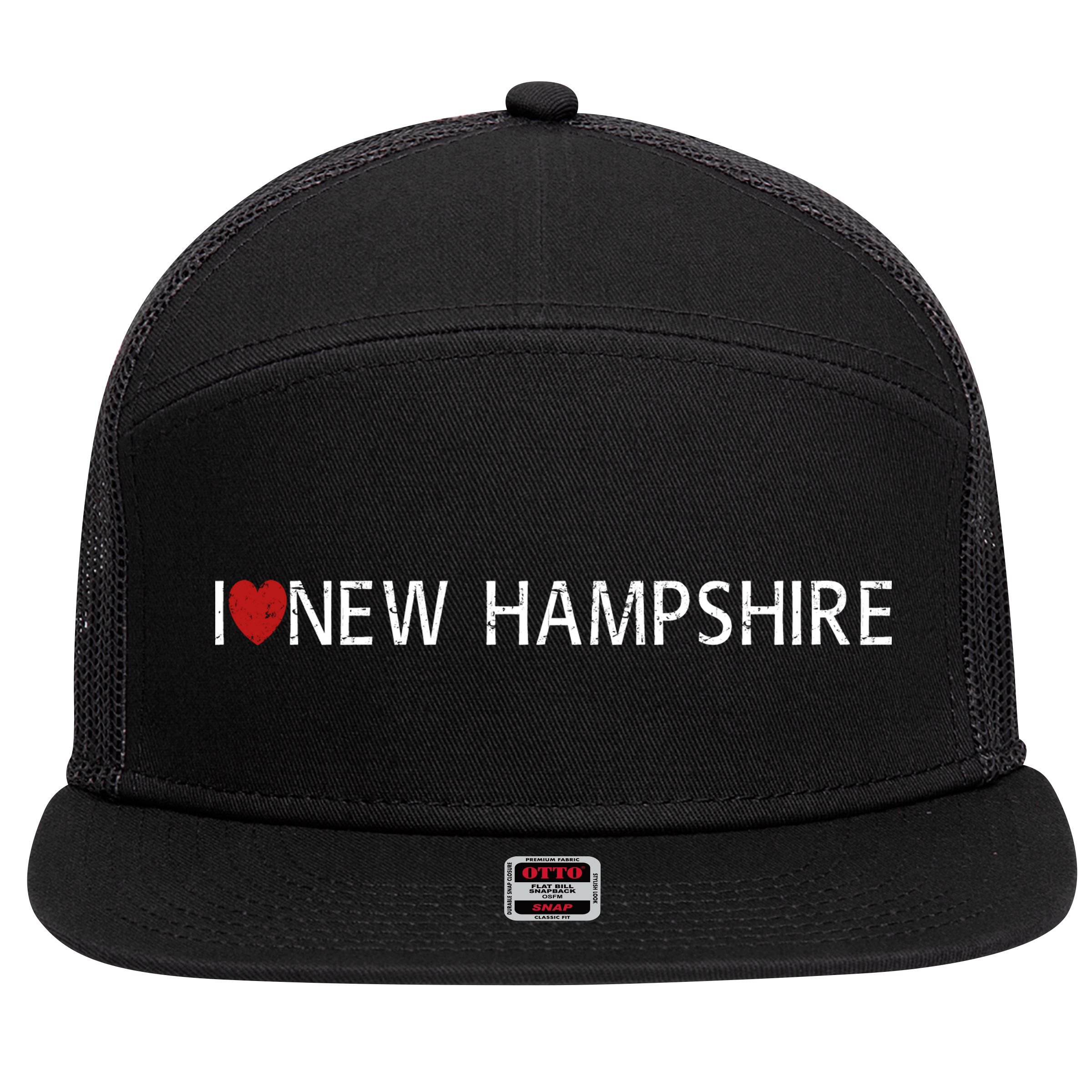 I Love New Hampshire 7 Panel Mesh Trucker Snapback Hat