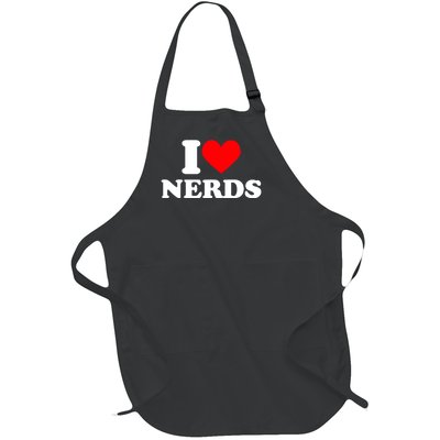 I Love Nerds I Heart Nerds Full-Length Apron With Pockets