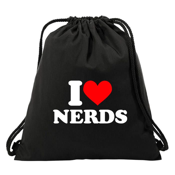 I Love Nerds I Heart Nerds Drawstring Bag