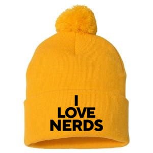 I Love Nerds Pom Pom 12in Knit Beanie