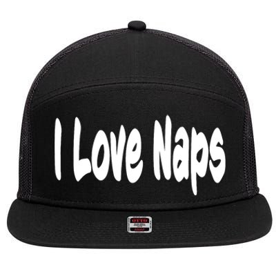 I Love Naps 7 Panel Mesh Trucker Snapback Hat