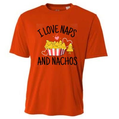 I Love Naps And Nachos Ladies Funny Valentine's Day Cute Gift Cooling Performance Crew T-Shirt