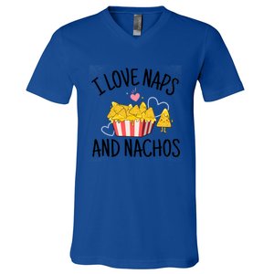 I Love Naps And Nachos Ladies Funny Valentine's Day Cute Gift V-Neck T-Shirt