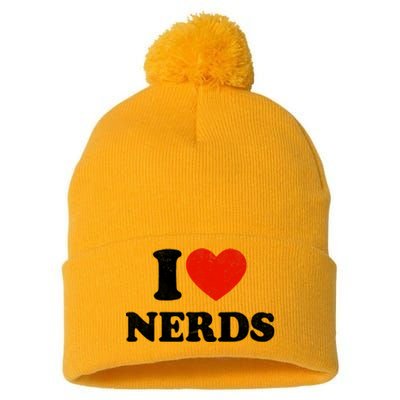 I Love Nerds Outfit Girl I Heart Nerds Pom Pom 12in Knit Beanie