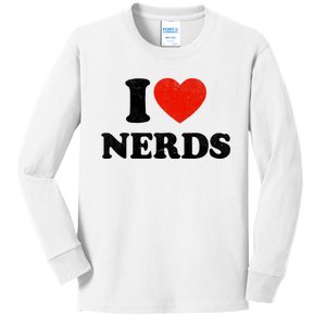 I Love Nerds Outfit Girl I Heart Nerds Kids Long Sleeve Shirt