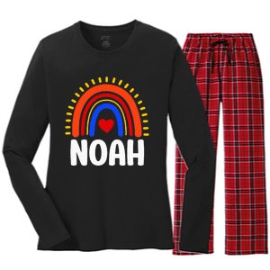 I Love Noah Cute Noah Rainbow Women's Long Sleeve Flannel Pajama Set 