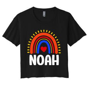 I Love Noah Cute Noah Rainbow Women's Crop Top Tee