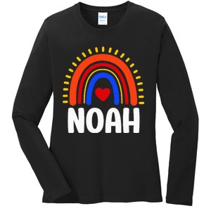 I Love Noah Cute Noah Rainbow Ladies Long Sleeve Shirt