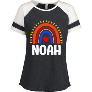 I Love Noah Cute Noah Rainbow Enza Ladies Jersey Colorblock Tee