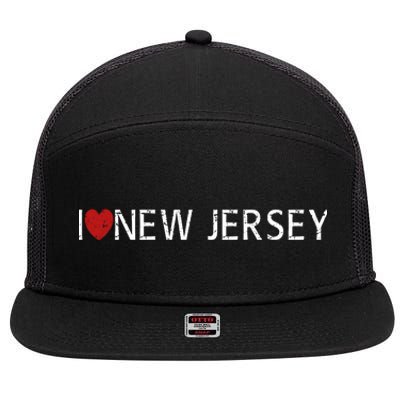 I Love New Jersey 7 Panel Mesh Trucker Snapback Hat