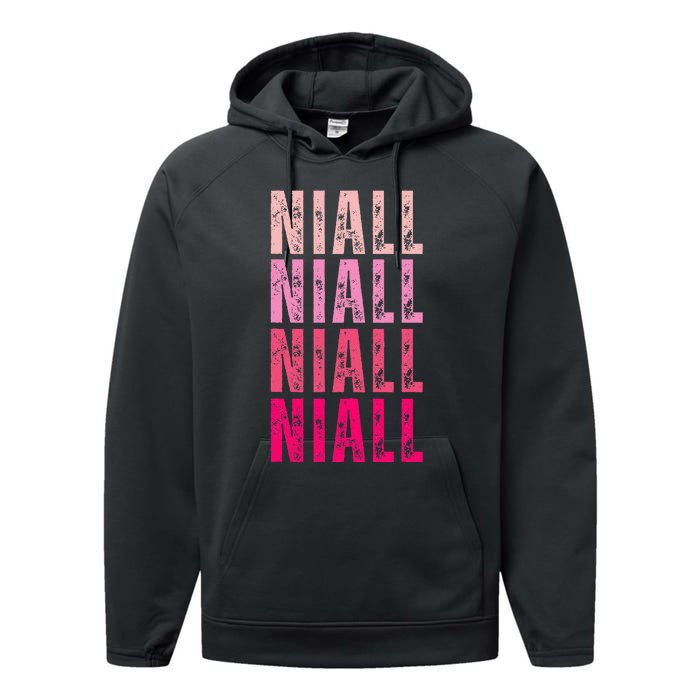 I Love Niall Vintage Personalized Name Niall Performance Fleece Hoodie