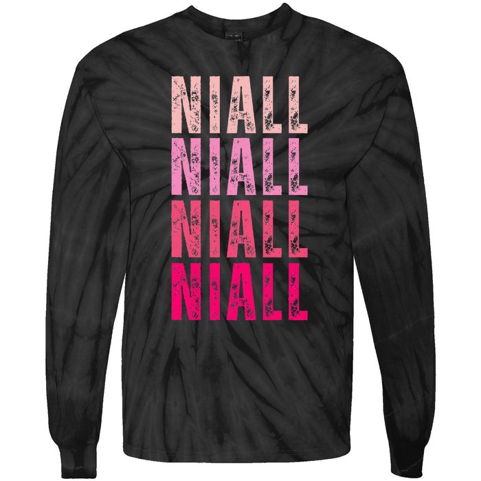 I Love Niall Vintage Personalized Name Niall Tie-Dye Long Sleeve Shirt